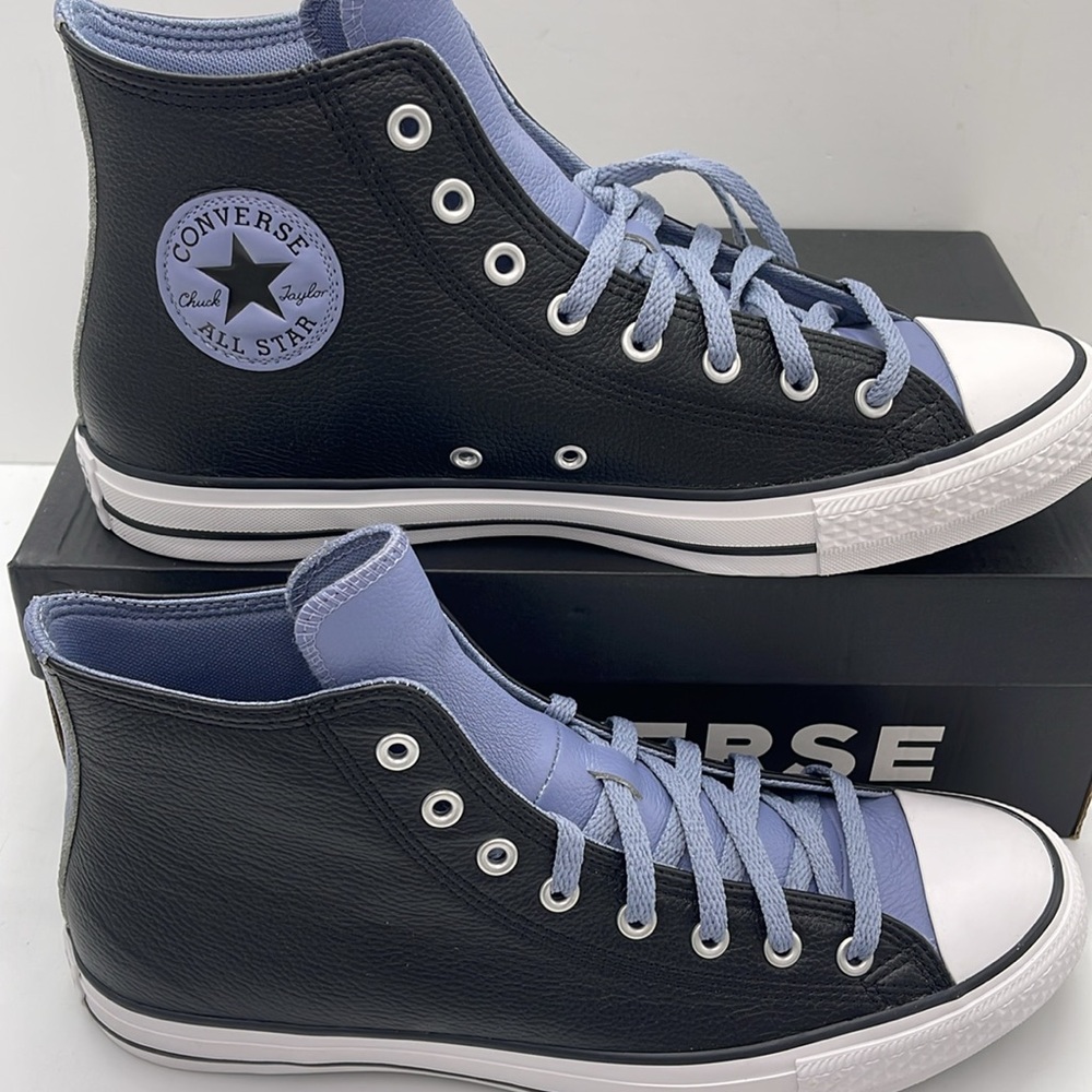 Converse Men’s High-Tops Chuck Taylor All Star Hi Leather Sneaker Black A06570C - Picture 2 of 16